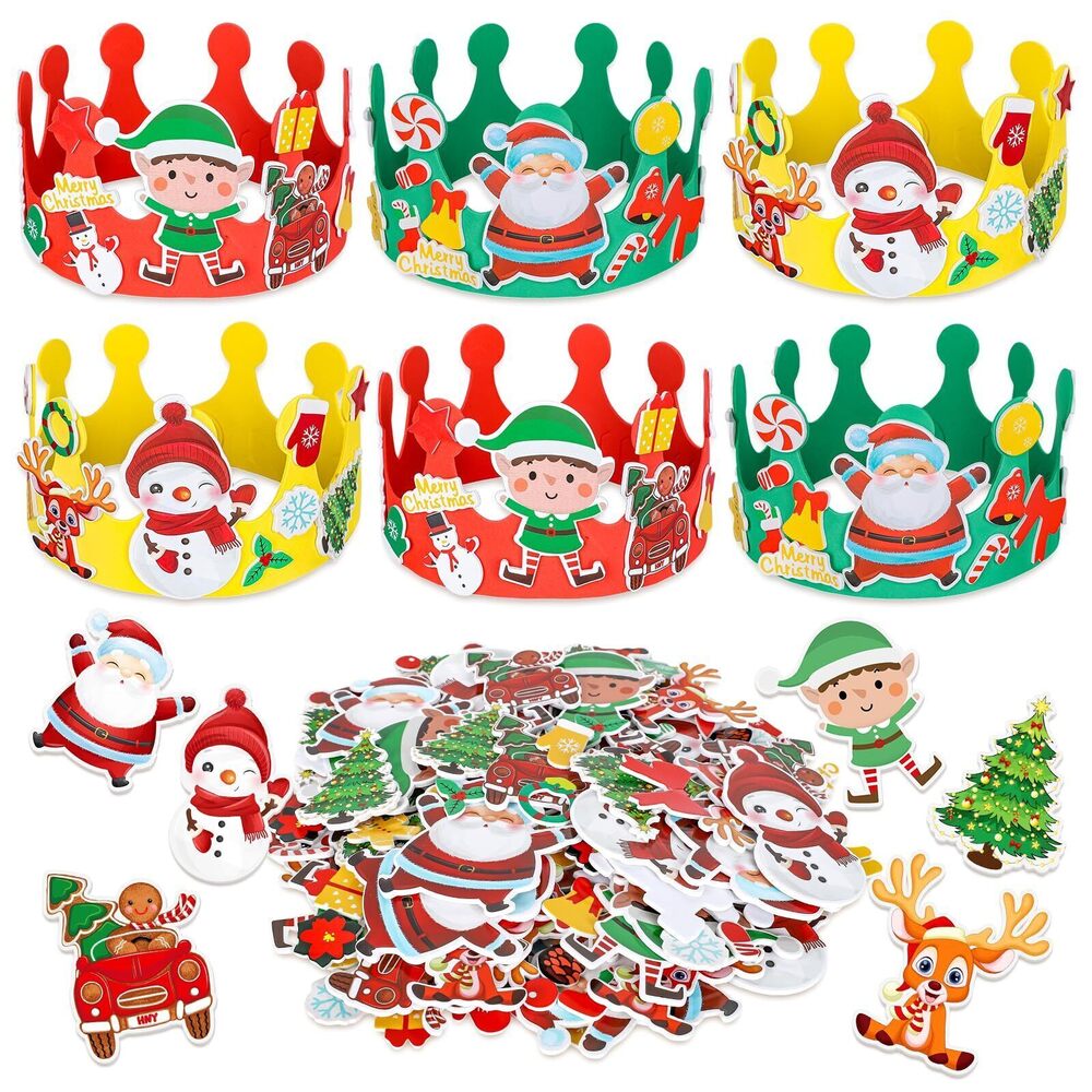 2684 180Pcs Christmas Foam Crown DIY Craft Kit Snowman Xmas Tree Snowflake